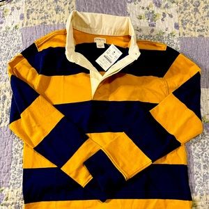 J. Crew rugby boys shirt yellow and navy size 10-11